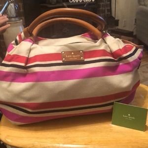 Kate Spade vintage stripe canvas purse/tote.